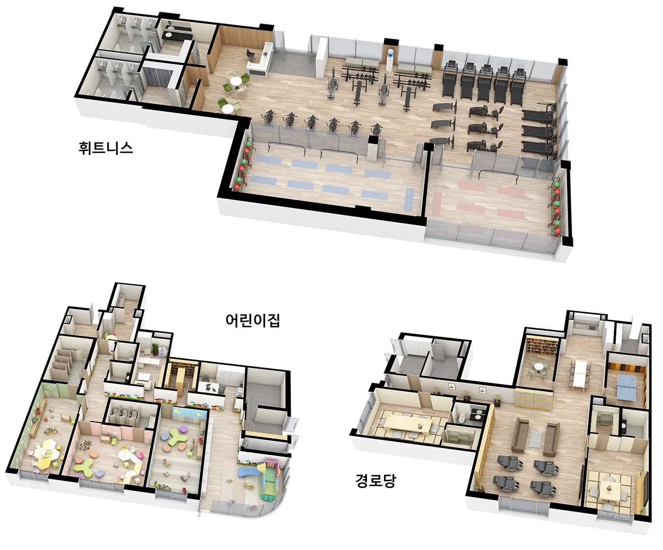 청량리 시그니처 커뮤니티 CG — 휘트니스·어린이집·경로당